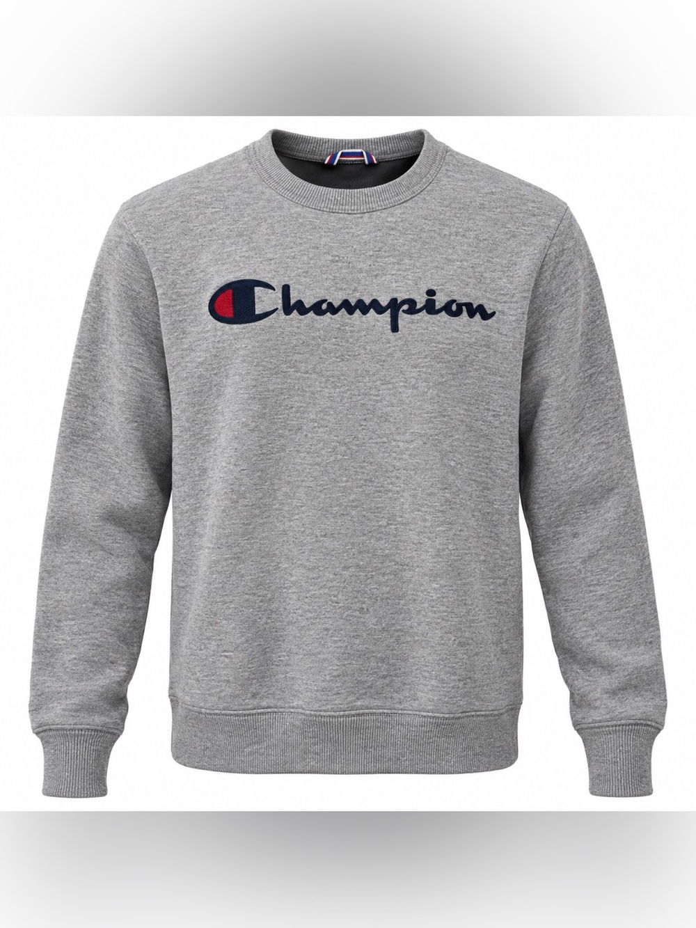 Champion Men’s Crewneck Sweatshirt - Gray with Navy & Red Logo